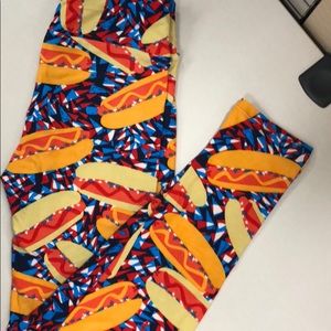 4th of July OS Lularoe hotdog leggings new